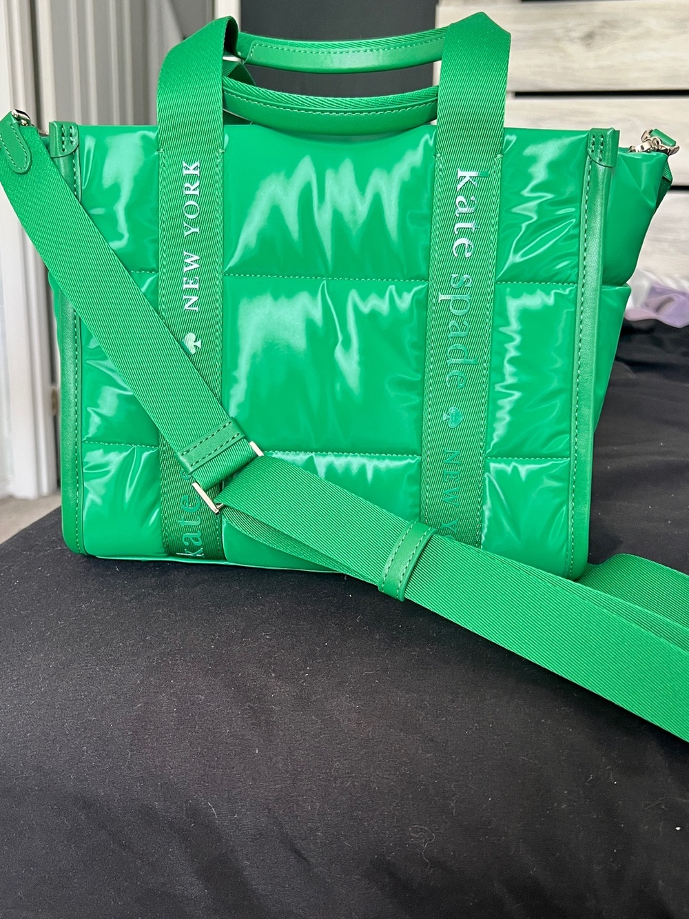 kate spade KIP Glossy Green Quilted Tote